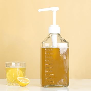 Glass Syrup Dispenser, 30 oz, Condiment Dispenser, Refillable, Commercial and Home Use