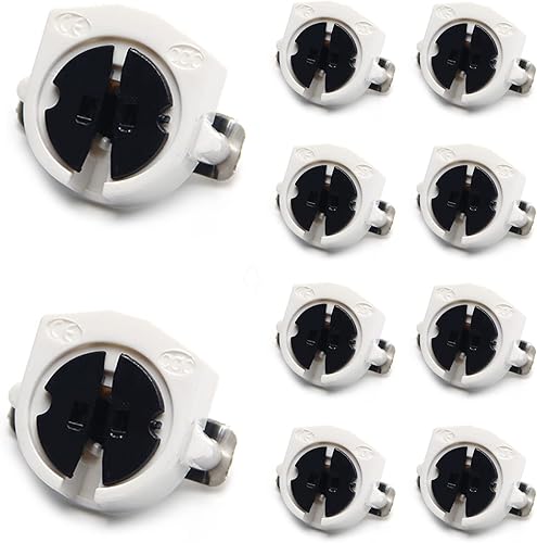 Miniatura 3 de Othmro Enchufes de luz, 10 unids T5 sostenedor, 2A PC de plástico AC 500 V 100 grados de luz fluorescente, F288A Base de una sola cabeza lápida