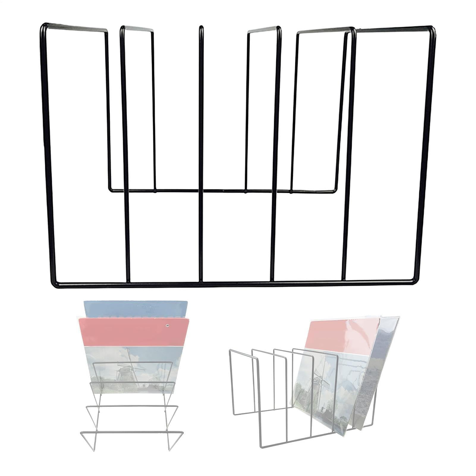 Moderno supporto per dischi in vinile da scrivania, espositore per LP, riviste e documenti, soluzione elegante per casa e ufficio