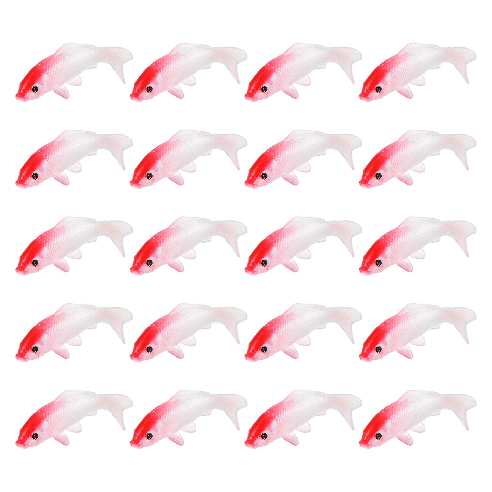 M METERXITY 20-Pack Mini Koi Fish Figurines, 0.87 Inch PVC Miniature Fake Goldfish Ornament for Fairy/Garden/Aquarium/Landscape Decor, Tiny Carps Supplies [Pink]