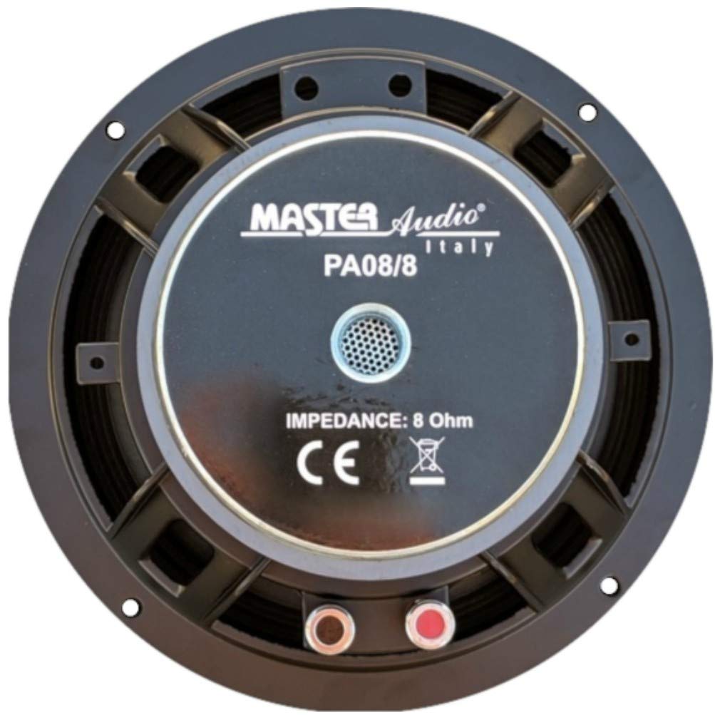 1 MASTER AUDIO PA08/8 Altavoz 20.00 cm 200 mm 8" 240 vatios rms 480 vatios MAX impedancia 8 ohmios con sensibilidad 92 db Negro, 1 Pieza