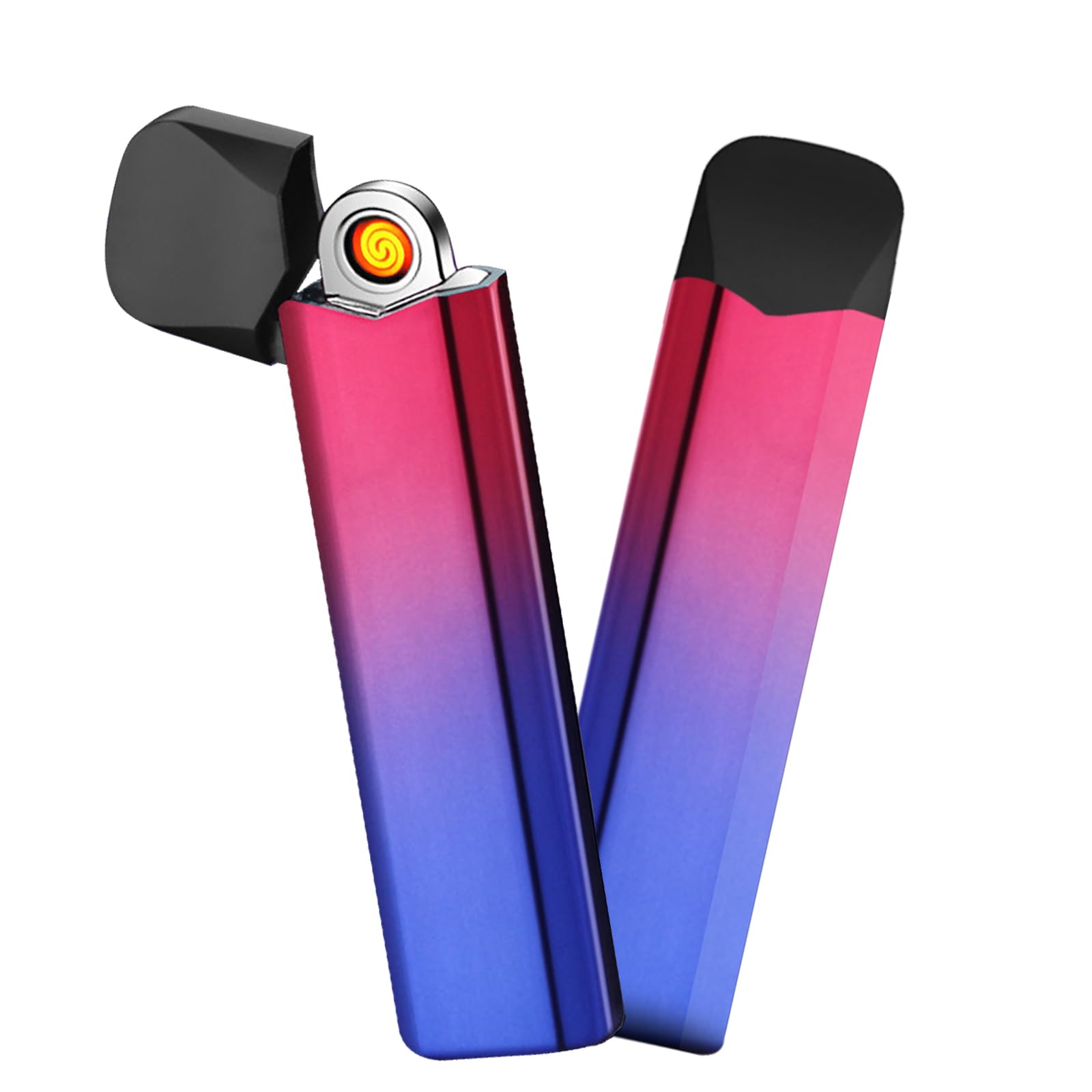 Electric Lighter Rechargeable Lighter Mini Windproof Lighter Flameless Cool Lighter with Double-Sided Ignition USB Lighter for Camping, Hiking, Adventure (Multi)