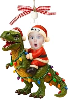 Custom Photo Santa Riding Ornament Personalized Picture Christmas Tree Decoration Funny Holiday Keepsake Cute Xmas Decor Family Portrait Gifts for Grandparents Custom Hanging Bauble Winter Decor