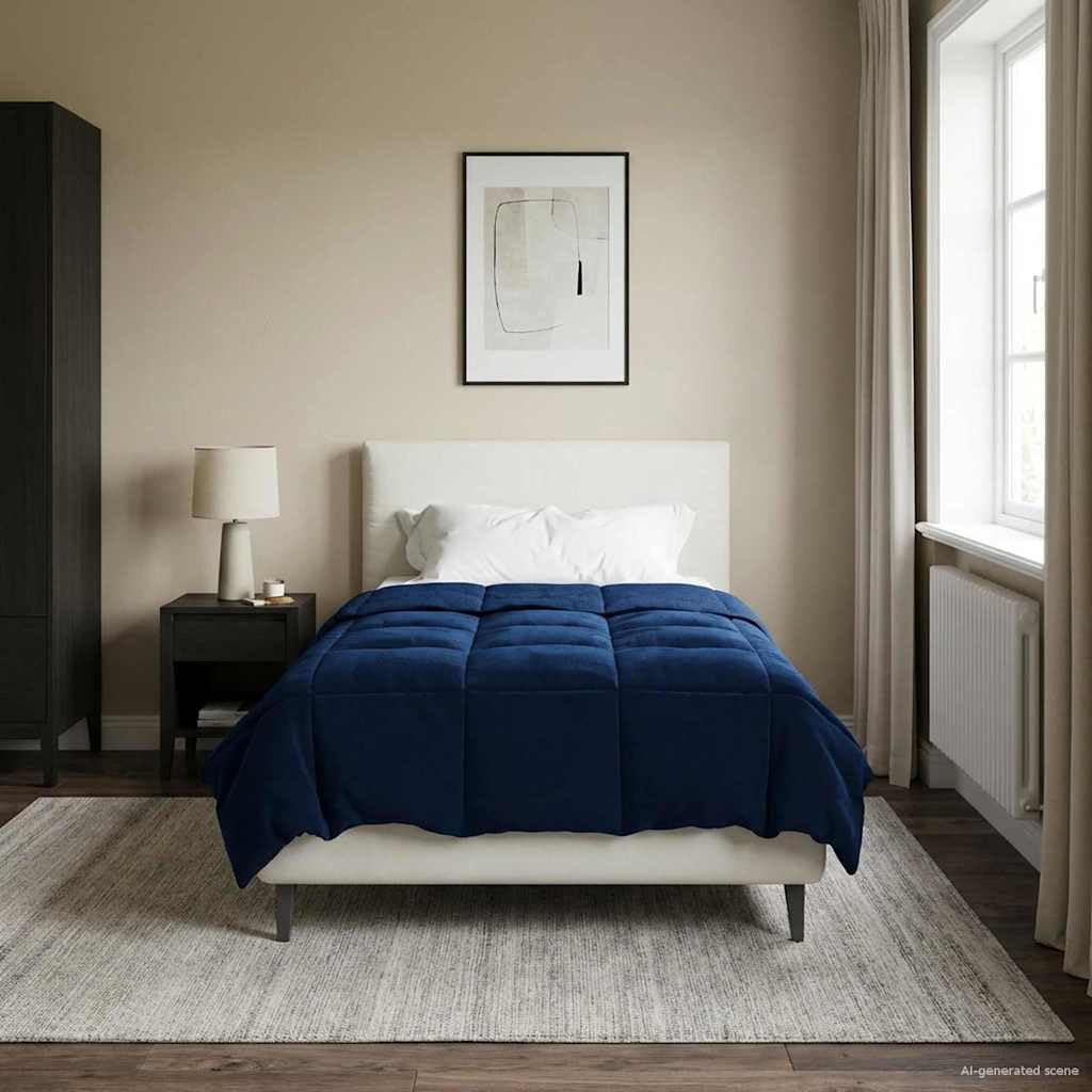 Edredón para todo el año, 135 x 200 cm, color azul oscuro, de microfibra, transpirable, de dos caras, para dormir bien