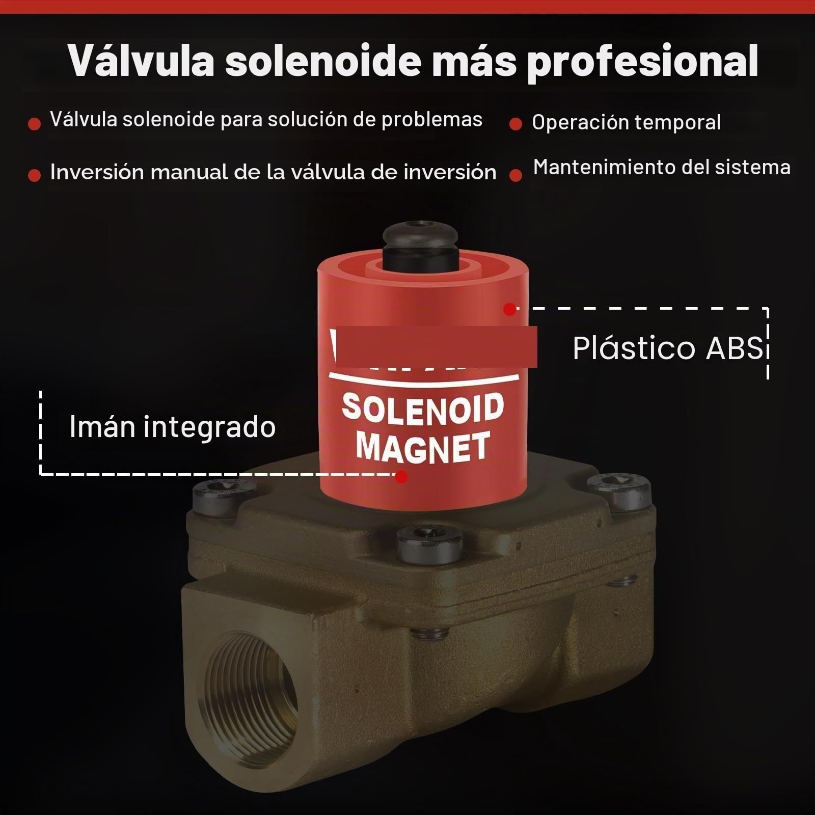 Herramienta de imán de válvula solenoide #TLMKC, imán solenoide, 18 mm, herramienta de solución de problemas de válvula solenoide compatible con la mayoría de válvulas industriales, 1 pieza (rojo)