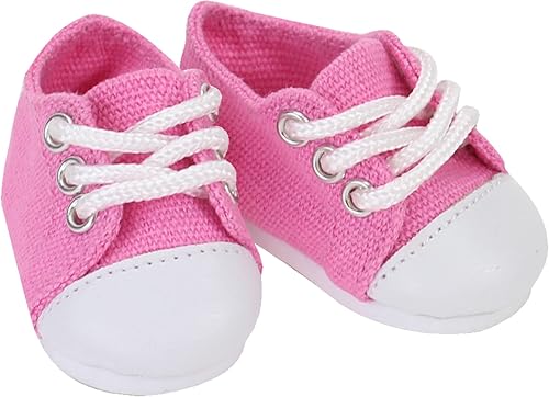 Miniatura 4 de Sophia's El juego de zapatos incluye zapatos planos elegantes de piel sintética negra y zapatillas de lona rosa con cordones para muñecas de 14.5
