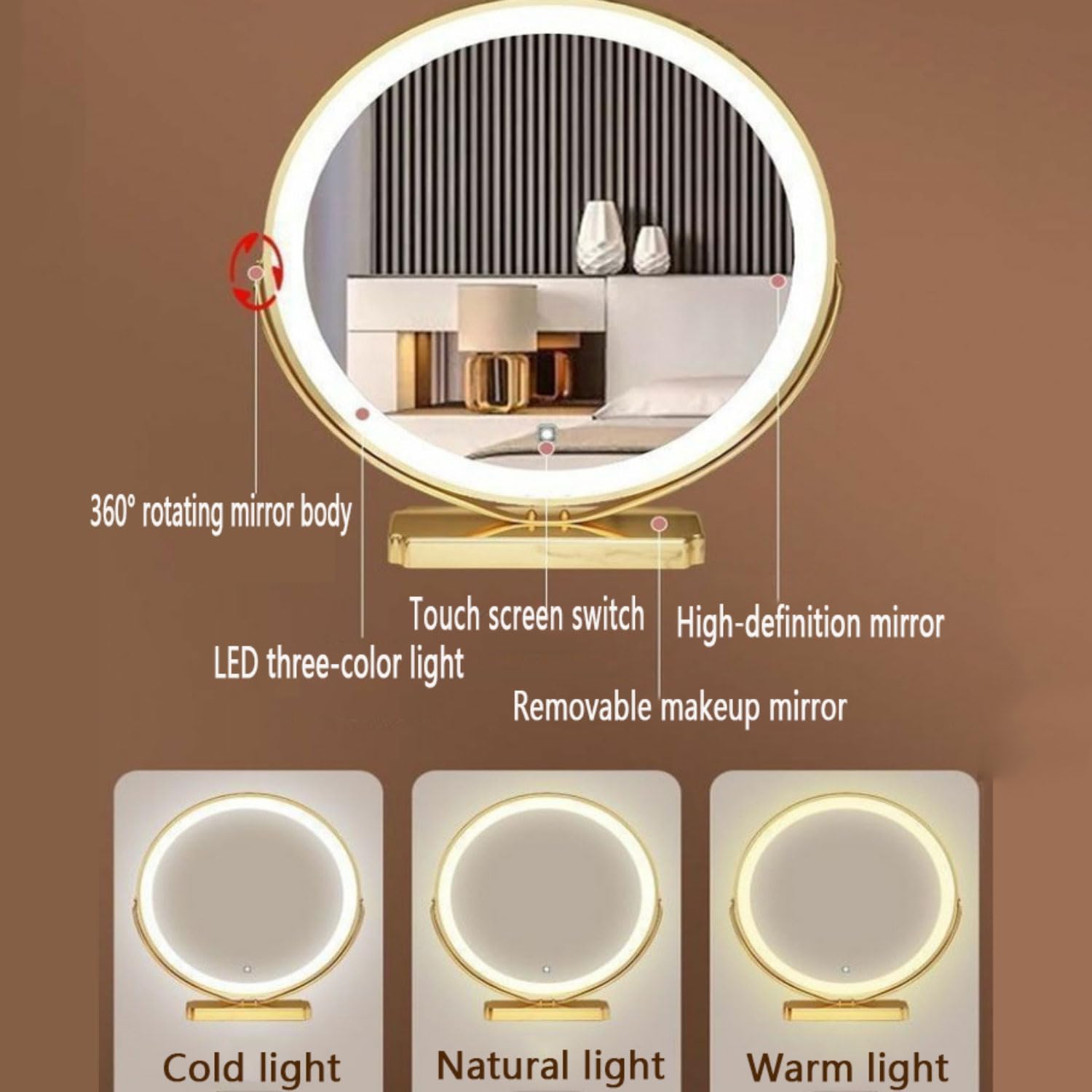 Toeletta da Trucco con Luci LED a Luminosità Regolabile Postazione Trucco con Specchio Tavolo da Toeletta con Piano in Vetro Tavolo da Trucco con Sgabello Imbottito Moderno Scrivania Trucco