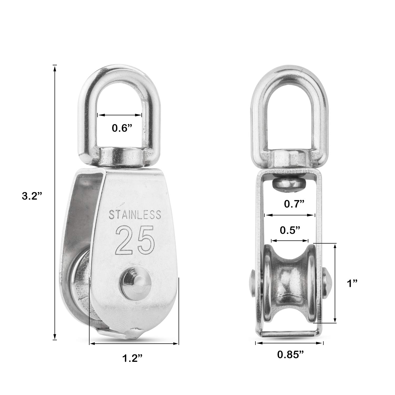 Stainless Steel Pulley Block - 550lb Load Capacity -2
