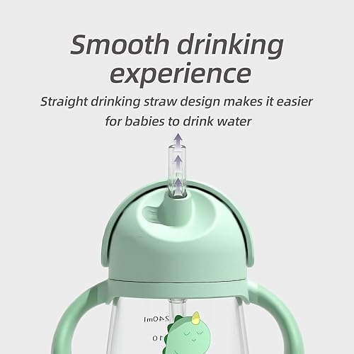 Miniatura 3 de Piifur Taza de bebé con popote de 12 a 18 meses taza de sorbo de bola con peso para niños pequeños con asa botella de agua para niños de 8 onzas rosa