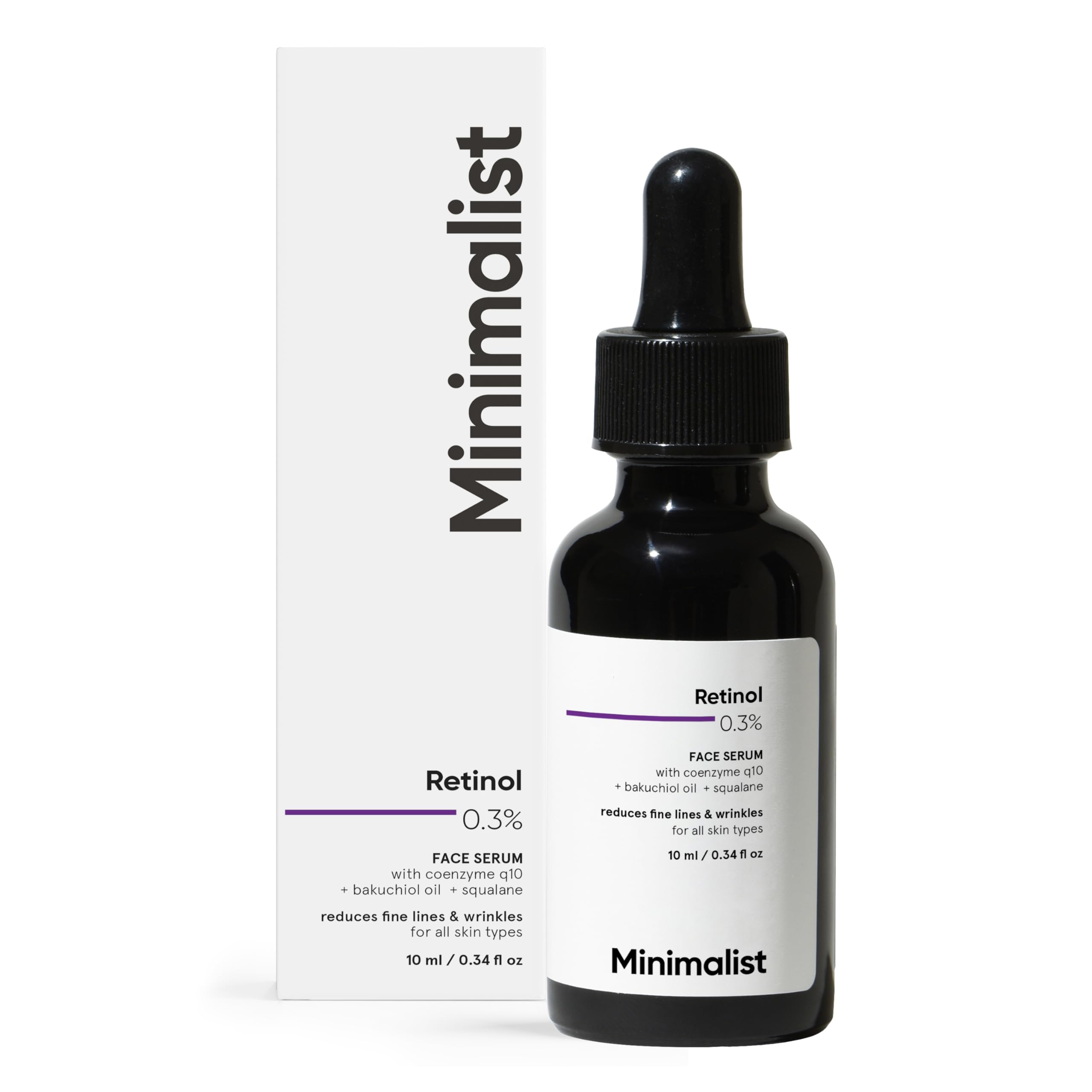 Minimalist Anti-Aging Night Serum with 0.3% Retinol & Q10 | Suitable for All Skin Types | Fine Lines & Wrinkles Reduction Serum for Beginners | Water-Free Formula for Stability & Nourishment | Fragrance-Free & Non-Comedogenic | For Women & Men | 10 ml