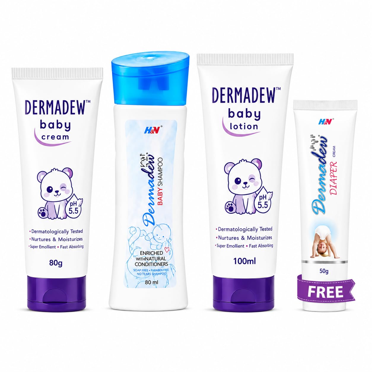 iMED-Derma Dew Baby Care Combo – Baby Shampoo (80 ml) + Baby Cream (80 g) + Baby Lotion (80 ml) | Gentle Daily Baby Skincare Essentials (Pack of 1)-image-40