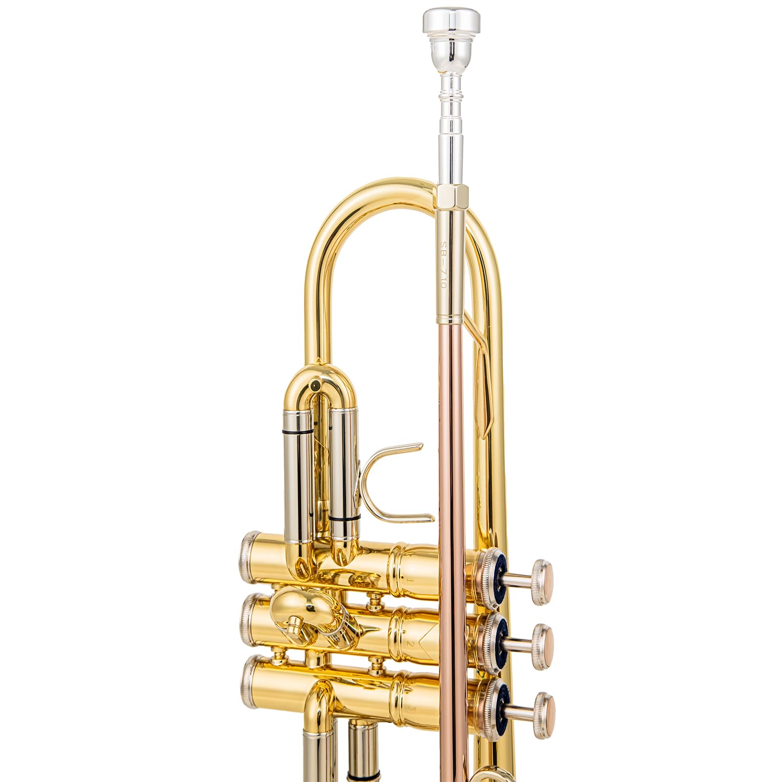 Bb Trompeten Rotgold Messing Leadpipe Mundrohr Fortgeschrittene Studenten Professionelle Trompete Musikinstrumente für Anfänger Erwachsene (710 Goldmessing)
