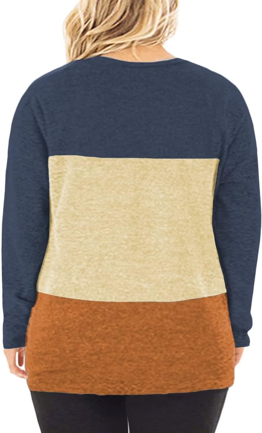 DOLNINE Womens Plus Size Knotted Tops Long Sleeve Tee Shirts Loose Casual Blouse - Image 3