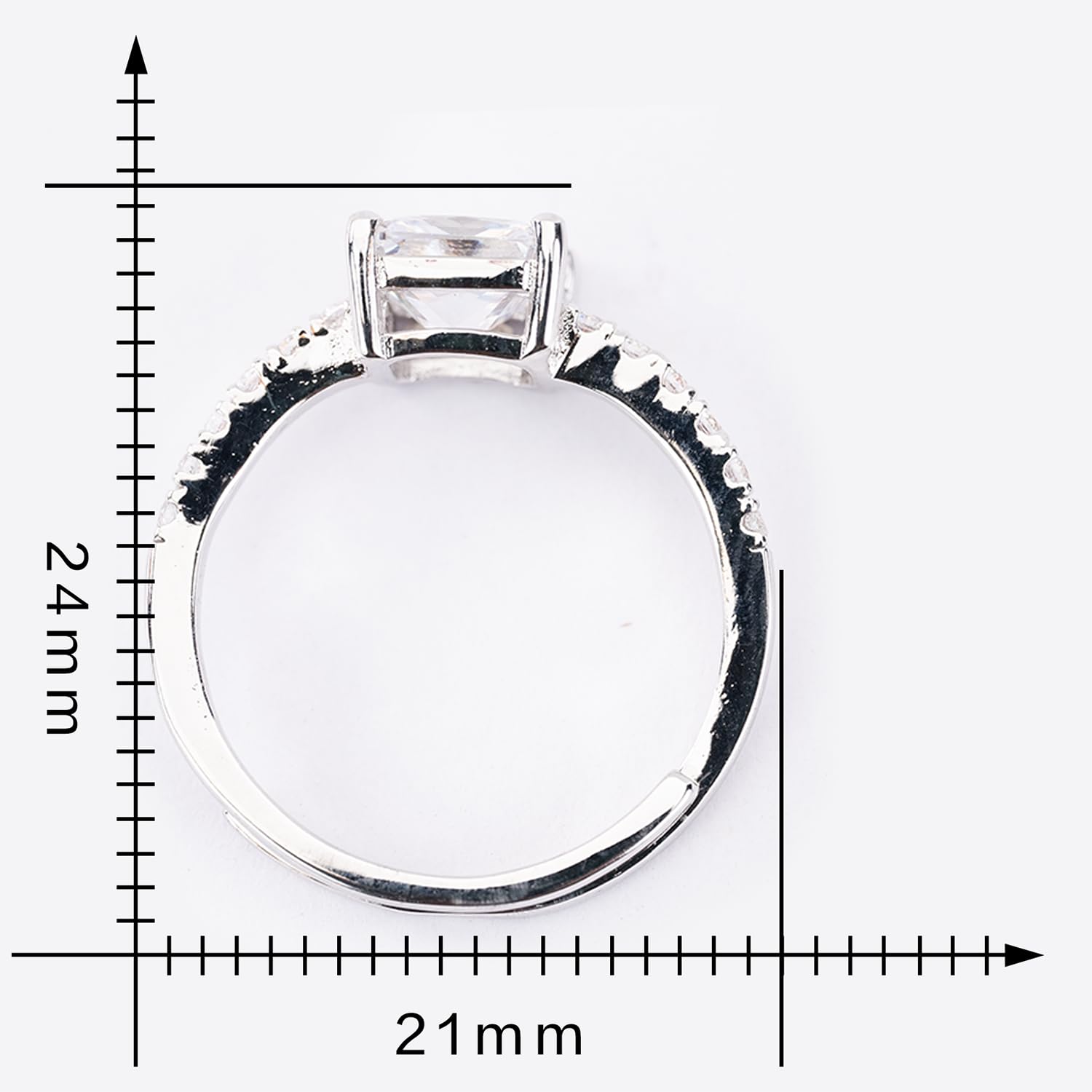 Adjustable 92.5 Sterling Princess Solitaire Ring for Engagement