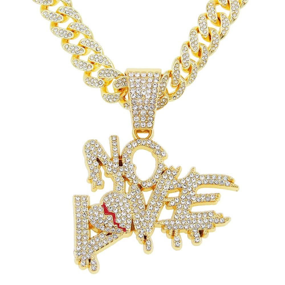 VIEN Mc Stan Hip Hop Cuban Chains No Love Necklace Pendants Men and Women Heart Broke Necklaces Jewelry Iced Out Chain (GOLD) (B0C1BQGRHY) Amazon Price History, Amazon Price Tracker