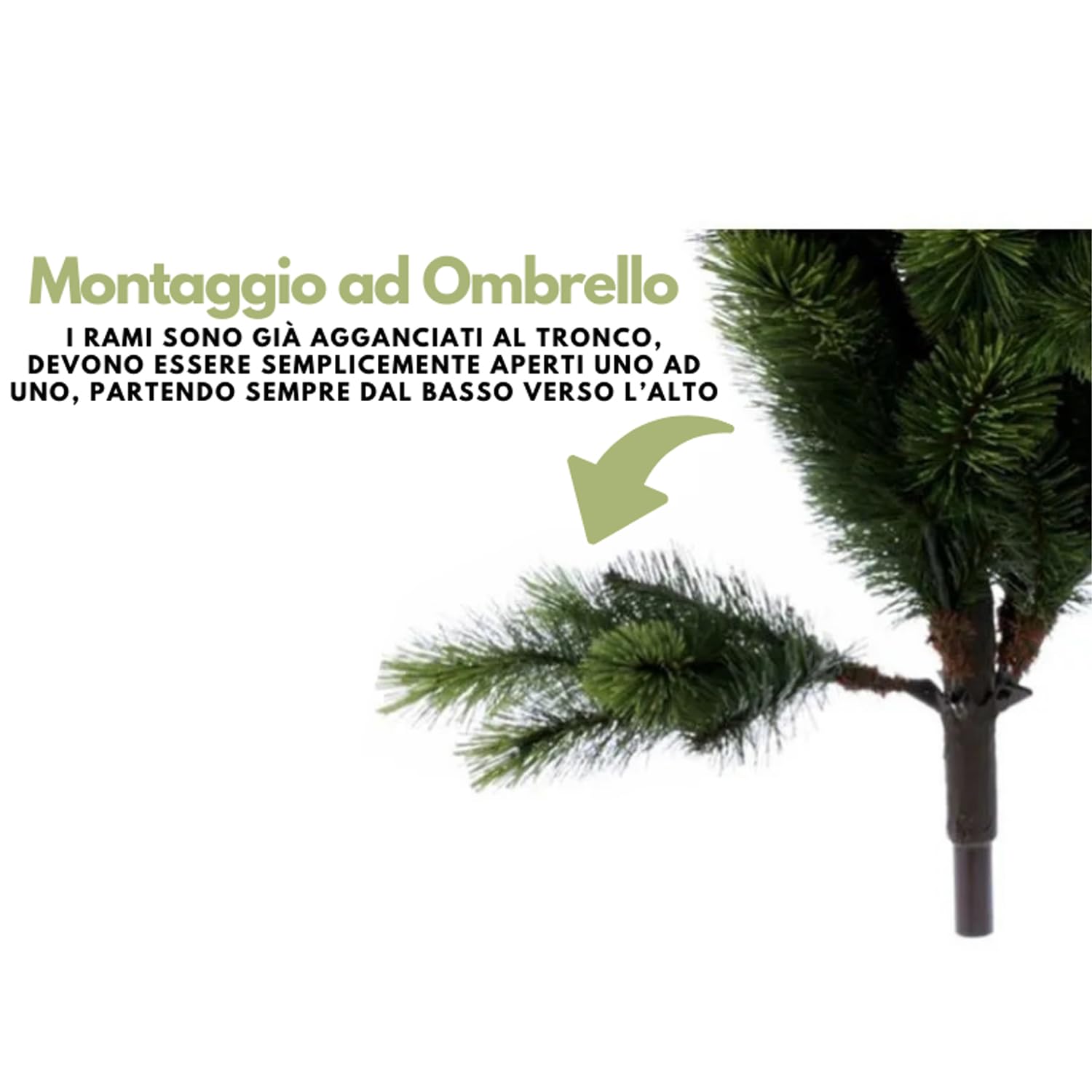 Marvin Albero di Natale da Parete Muro, Effetto Realistico Richiudibile Apertura ad Ombrello Facile da Montare Decorazioni Natalizie Folto Verde, a Metà con Vaso in Rattan e Borsone (120 CM)
