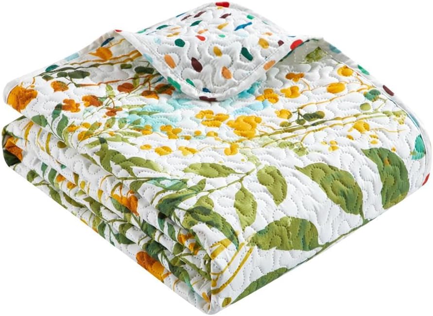 Chic Home Shea 3 Piece Quilt Set Reversible Hand Painted Floral Print Design Bedding - Pillow Shams Included, Queen, Multi-Color