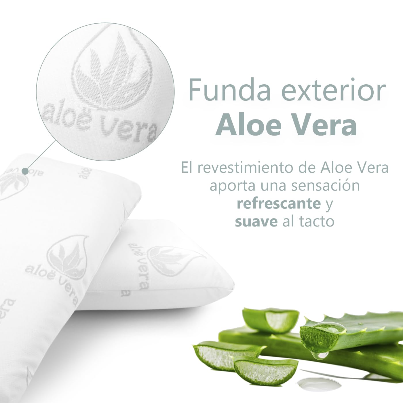 MERCURY TEXTIL - Almohada viscoelástica con Tejido de Aloe Vera, termoregulable adaptabilidad al Cuello de Alta recuperación. (Pack de 2-70CM)