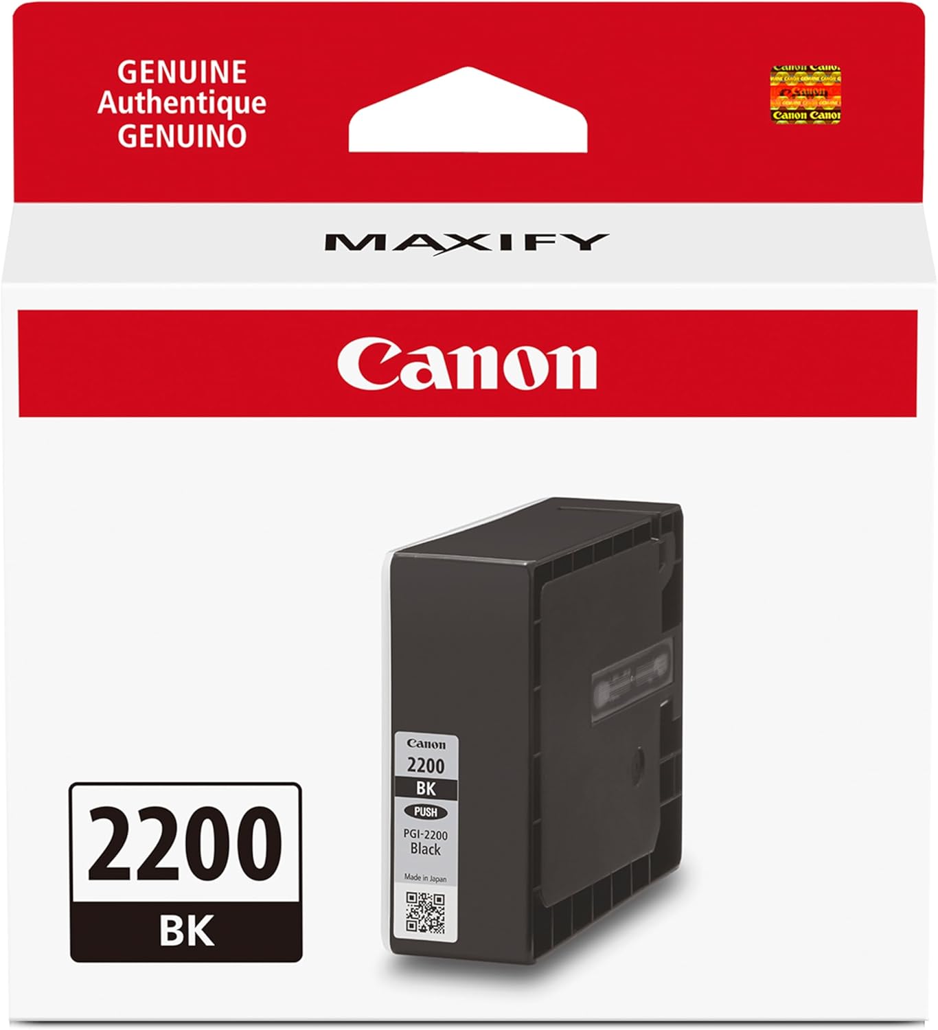 Canon PGI-2200 Genuine Pigment Black Ink Tank, Compatible with IB4120, MB5420, MB5120, IB4020, MB5020, and MB5320 Printers