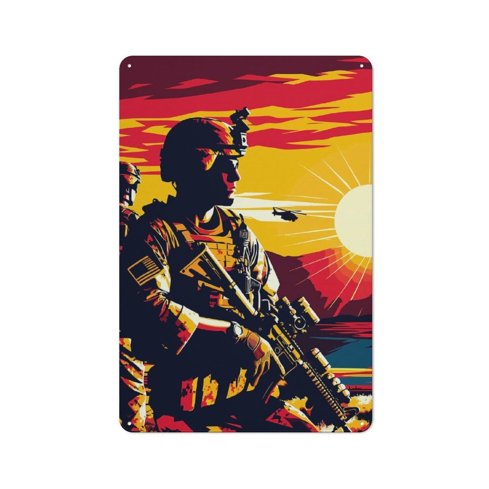Junmoney Marine Corps Sunset Art Friendly Cafe Metal Sign 30X20cm, Cafe Wall Decor For Tea Room, Shop Wall Or Breakfast Area