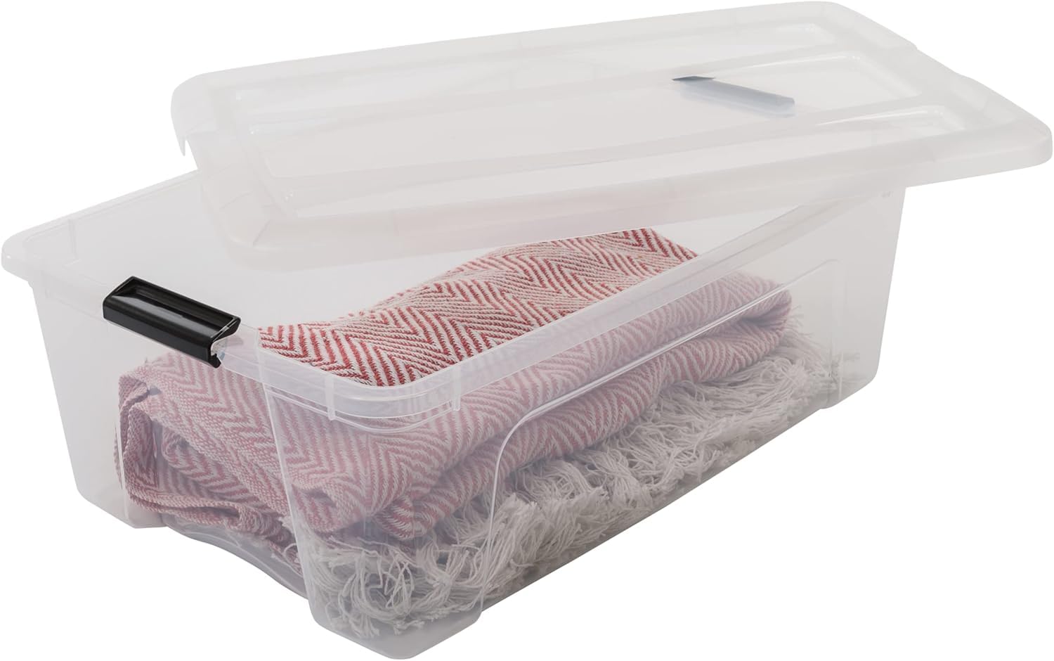 Iris Ohyama, Boite Rangement Plastique avec Couvercle, 30L, Lot de 6, Transparent, Clips de Fermeture, Poignée, Empilable, Organisation Solide & Durable, pour Chambre, Dressing, Bureau, NTB-30