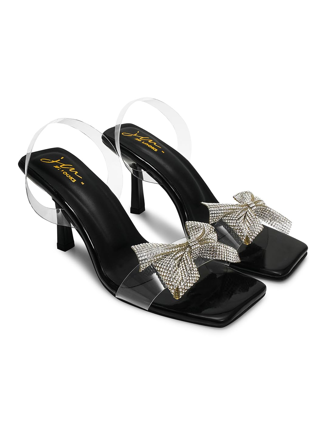 JM LOOKS Fashion Stylish Transparent Strap Kitten Heel Sandals with Bow Comfortable Sole for Women & Girls (B0CX224S18) Amazon Price History, Amazon Price Tracker