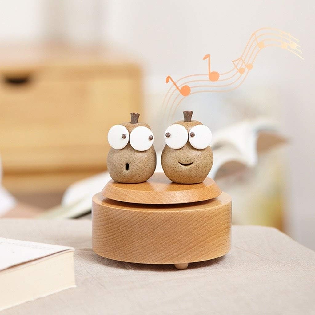 Music Box Cute Pear-Shaped Music Box with Wind-up,Wooden,Romantic Anniversary Birthday Gift,Mechanical Turntable Musical Box,Creative Octave Music Box