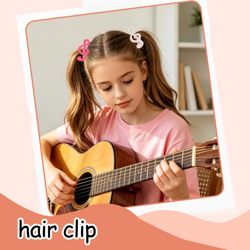 Polka Dot Treble Clef Hair Clips Cute Music Note Barrettes for Girls Women Music Lover Hair Accessories Gift Set for Girls 2 pcs Y2k Musical Note Hair Pins Red Purple image 5