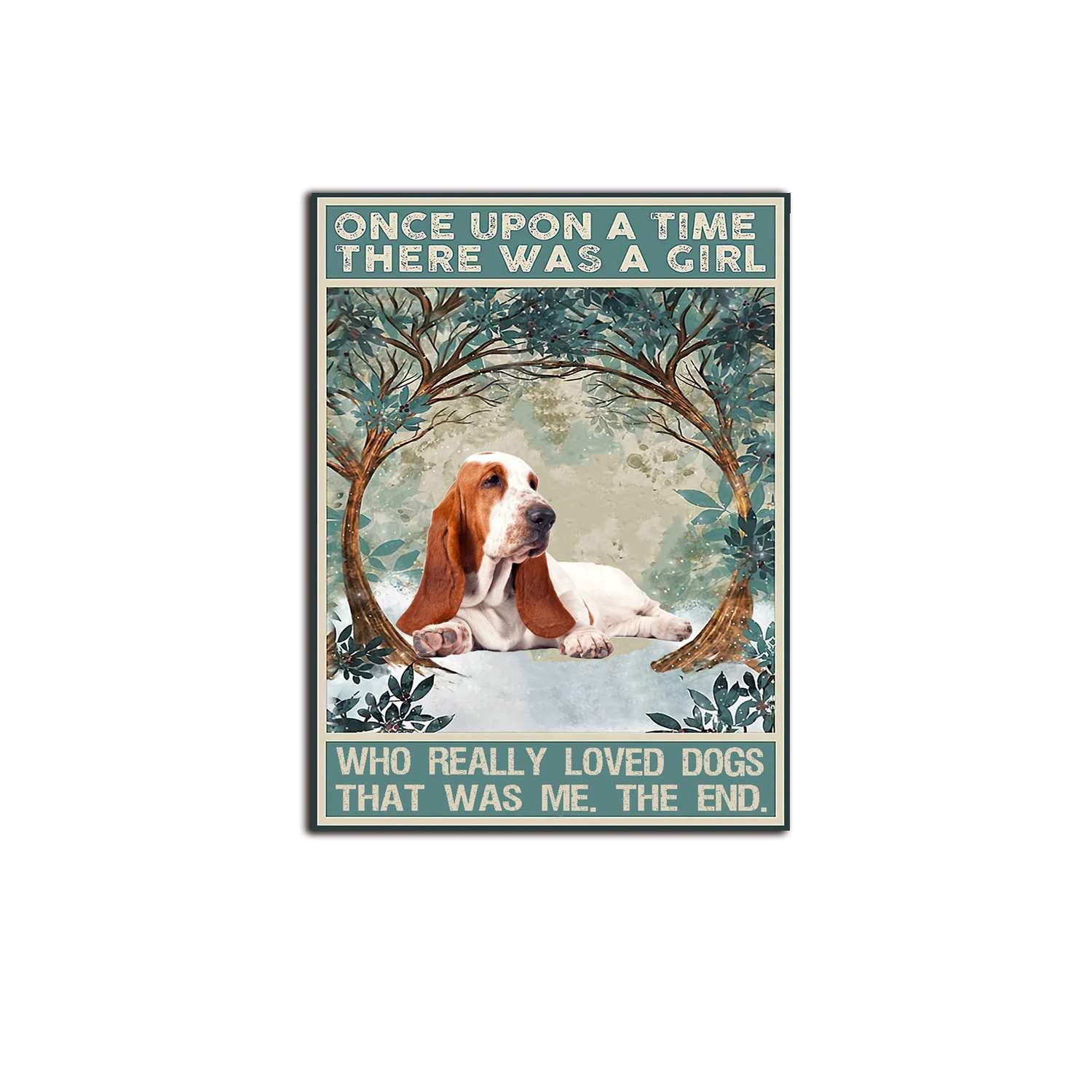 ELIPOS Dog has a poster of a girl who loves dogs very much, art on the wall, old-fashioned posters of dog lovers Home wall decoration 8x12inch-Wooden Framed