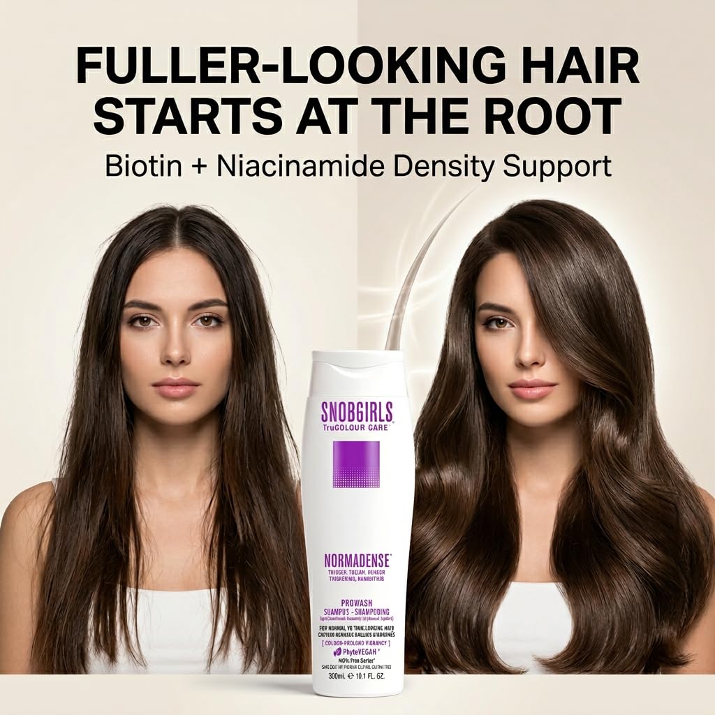 Biotin Shampoo for Thicker-Looking Hair – Vegan, Color Safe, Sulfate-Free Cleanser for Men & Women with Argan Oil, Niacinamide & Ceramides – SNOBGIRLS NORMADENSE 1 – 33.8 fl oz