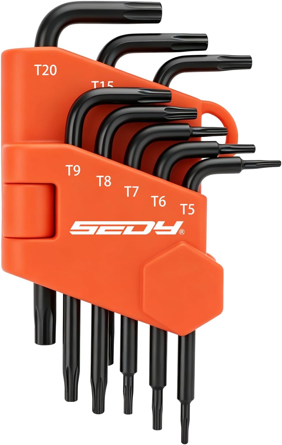 SEDY 8-Piece Mini Torx L Key Set, Tamperproof Torx Star Allen Wrench, T5, T6, T7, T8, T9, T10, T15, T20, Cr-V