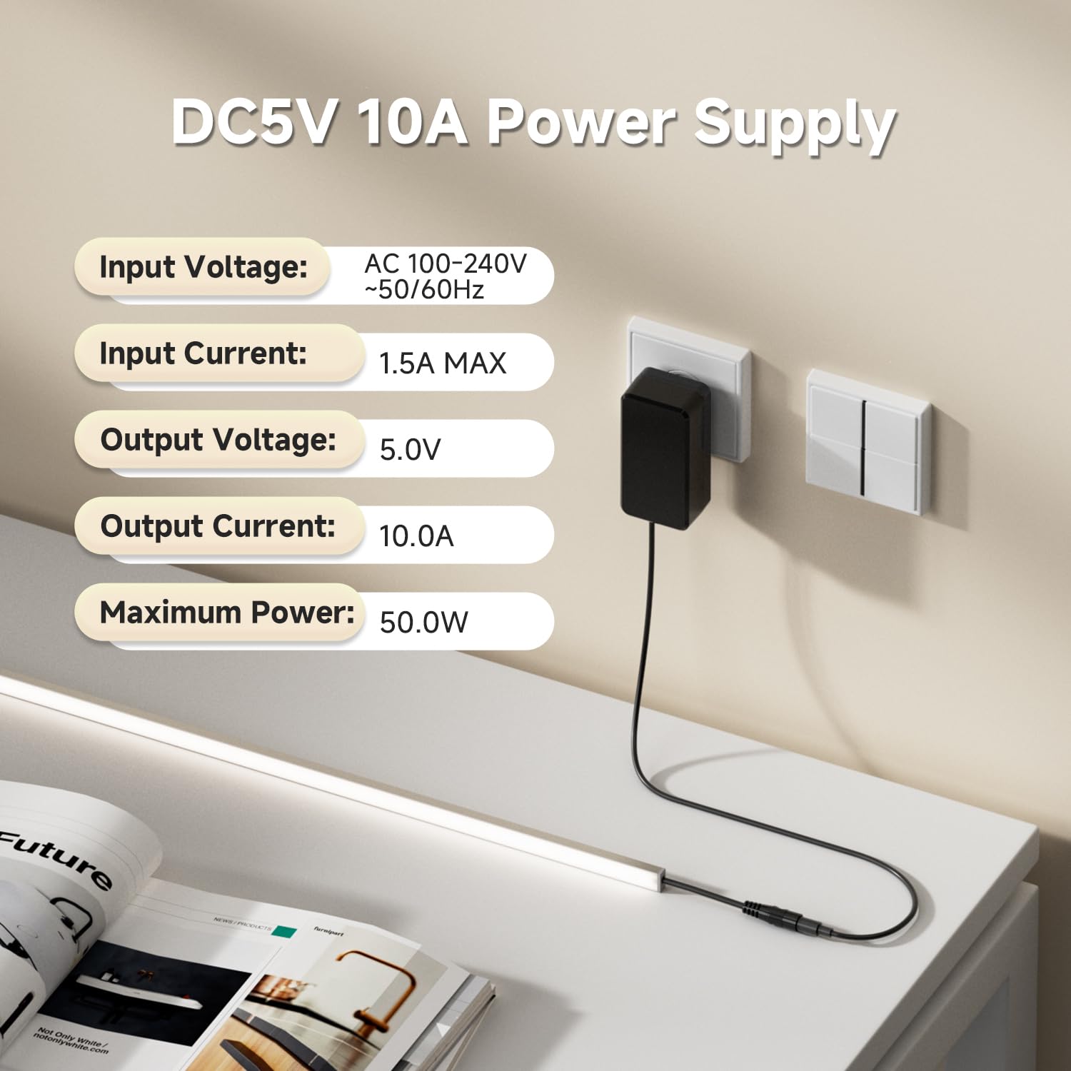 BTF-LIGHTING 5V10A zasilacz CE LED transformator zasilanie AC 100-240 V | Adapter sieciowy do DC 5 V 10 A 50 W transformator do WS2812B SK6812 WS2801 taśma LED WiFi Router USB Hub TV Box