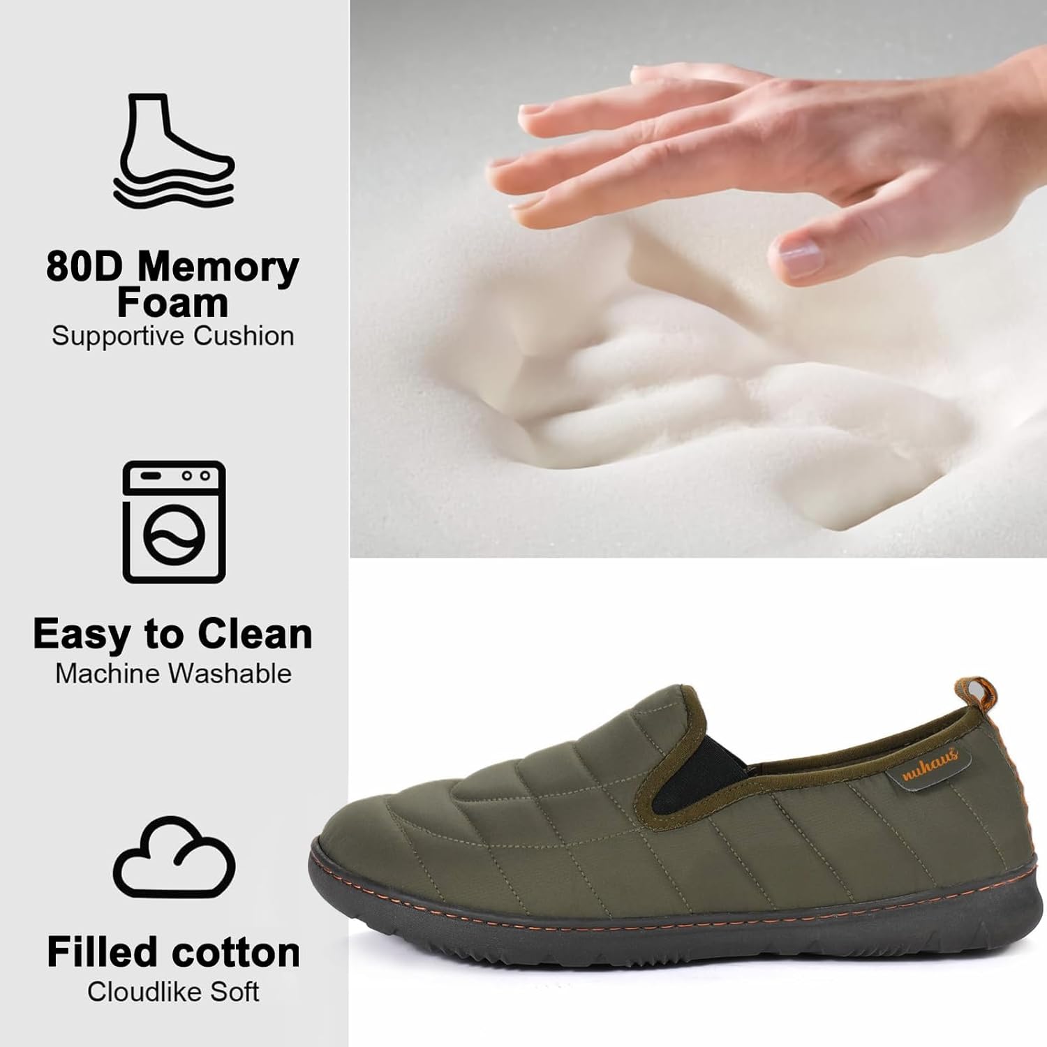 Mens Slippers Outdoor Memory Foam Slip On Indoor House Shoes Loafers - Image 4