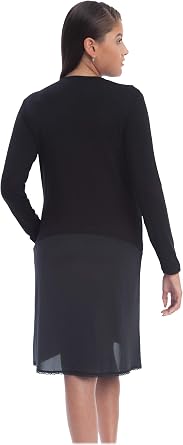 Gemsli Womens Modal Long Sleeve Shell Slip FK312-36 37" Length Black