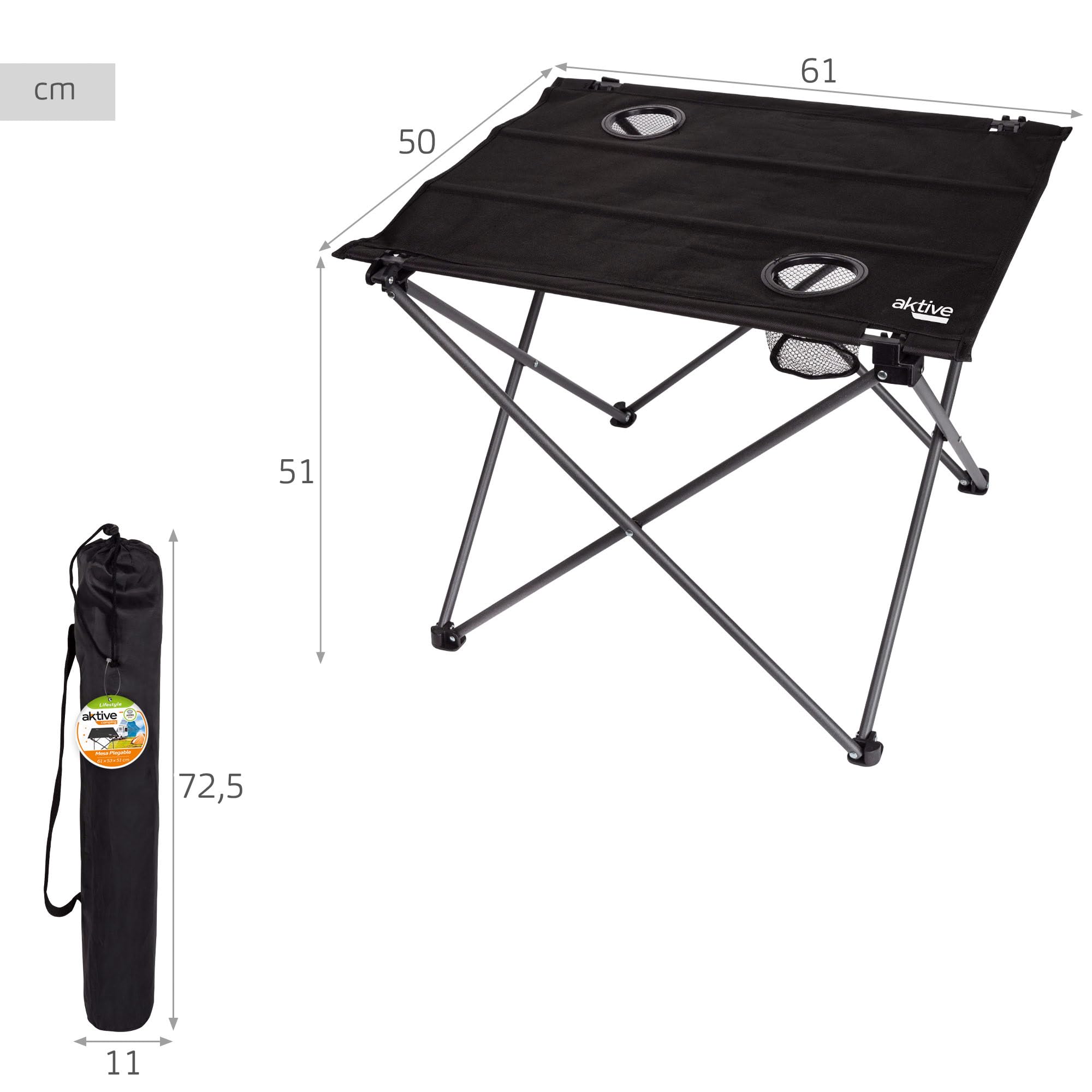 AKTIVE Pack 2 sillas Camping y Mesa Plegable (268)