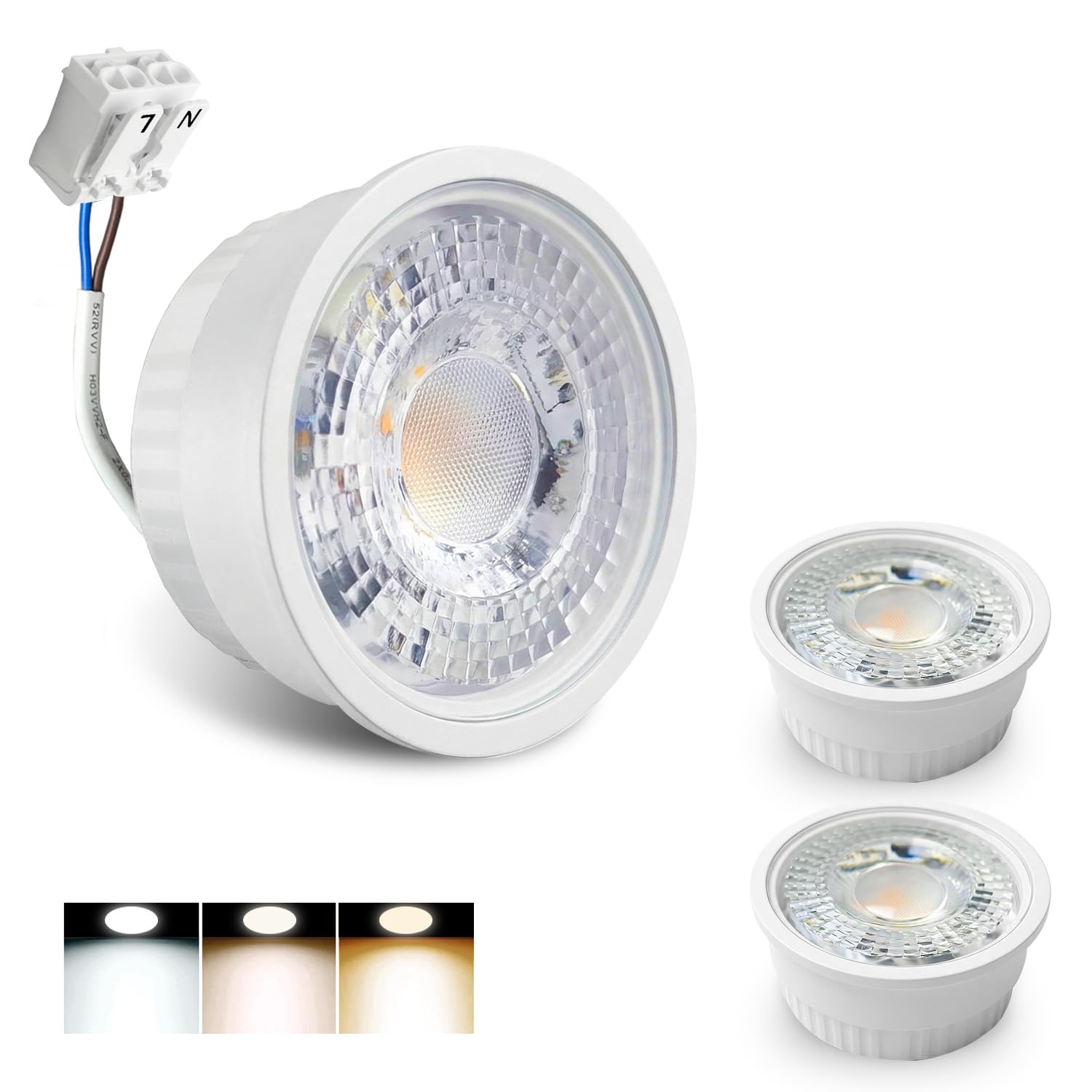 Sweier LED Module 230V Dimmable 5W 430LM LED Bulbs for Recessed Spotlights, GU10/MR16 Replacement, Flat 50x23mm 38° Beam Angle, Warm White Natural White Cool White, 3 Pack