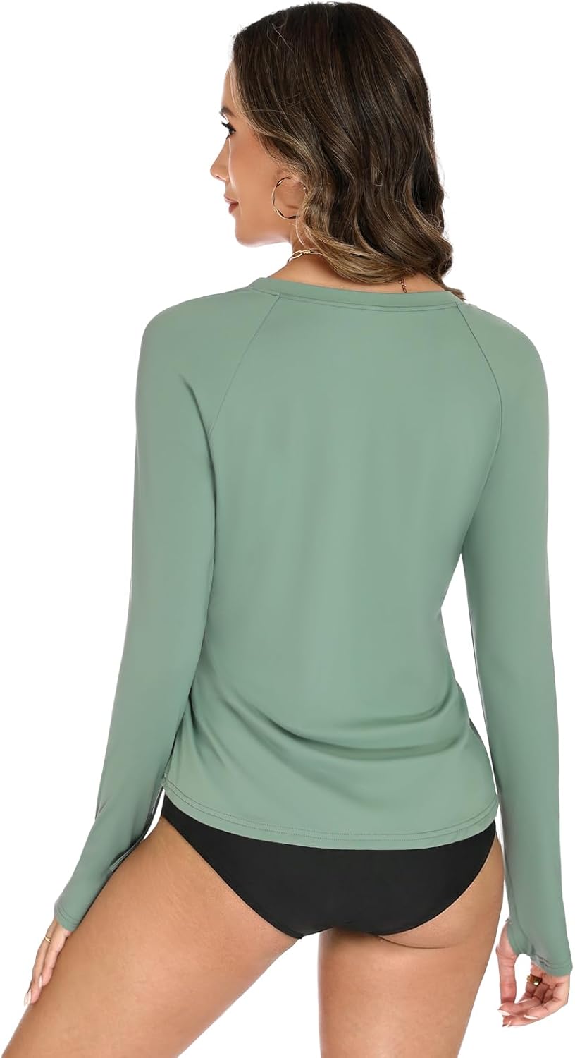 YOINS UPF 50+ Women's Rash Guard Shirt Long Sleeve UV Protection Swimsuits Swim Shirts top for Woman - Image 3