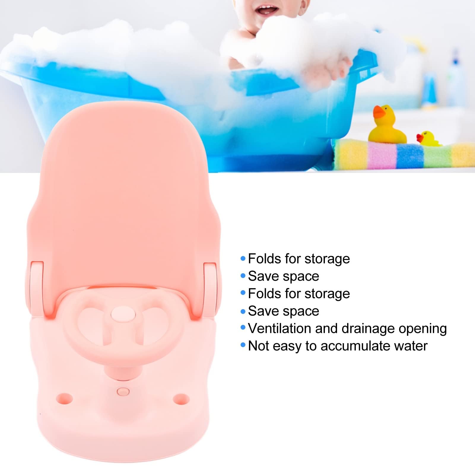 Asiento de Baño para bebé, Silla de Ducha Ajustable para Bañera de bebé para Niños Pequeños con Asiento Estable (Rosa)