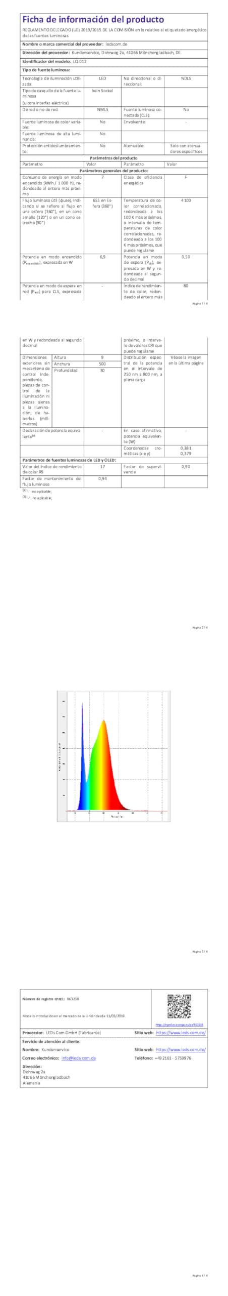 ledscom.de LED Unterbau-Leuchte SIRIS weiß matt mit Bewegungsmelder, flach, je 50cm, je 655lm, weiß, 3er Set
