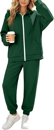 Women Sets 2 Piece Outfits Fall Zip Up Hoodie&Straight Leg S