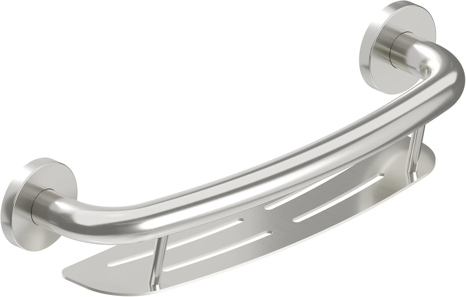 HEALTHCRAFT Plus Series Shampoo Shelf, Bath & Shower Grab Bars, Shower and Bathroom Safety, Stainless-Steel,Wall-Mounted Heavy Duty for Elderly, Seniors or Handicapped/Up to 500 Lbs/Brushed Stainless Brushed Stainless Steel