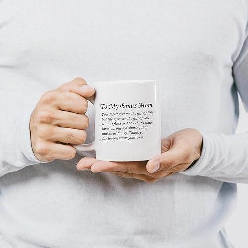 Miniatura 3 de GICHUGI Taza de café con texto en inglés To My Bonus Mom, regalos de hija e hijo, regalos para mamá para el día de la madre, los mejores regalos