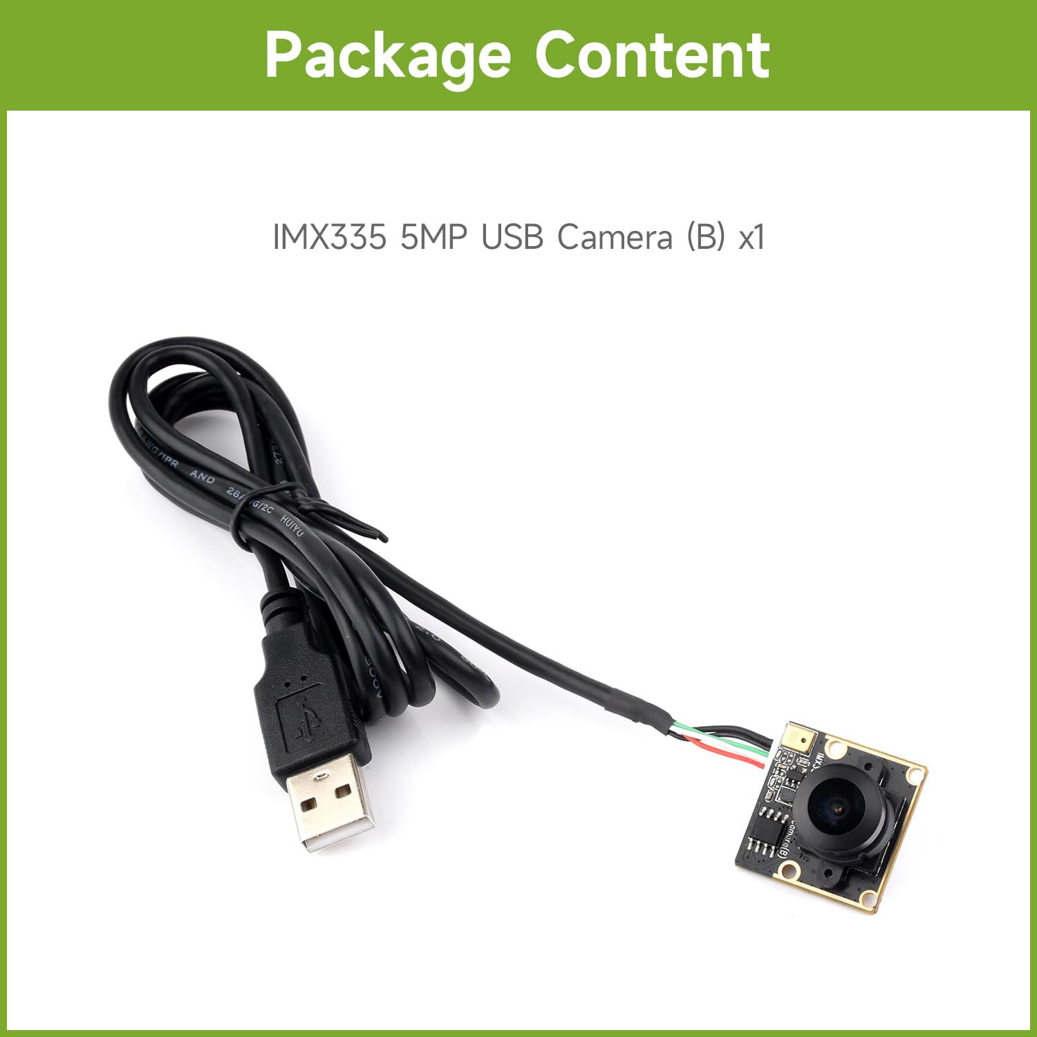 Waveshare IMX335 5MP USB Camera (B), Compatible with Raspberry Pi 5 and Jetson Orin Kit, 2K Video Recording, Better Sensitivity in Low-Light Condition, Fixed-Focus Wide Dynamic Range