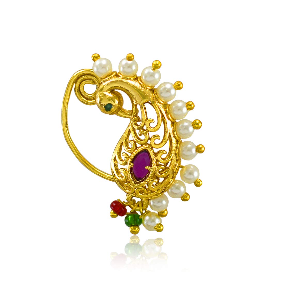See full amazon price history chart for JEWELOPIA Gold Plated Peacock Design Maharashtrian Nath Traditional CZ Stones Embellished Non Piercing/Clip On/Nose Stud for Women (Style 2) JEWELOPIA Gold Plated Peacock Design Maharashtrian Nath Traditional CZ Stones Embellished Non Piercing/Clip On/Nose Stud for Women (Style 2) (B083KHDR33) Amazon Price History, Amazon Price Tracker
