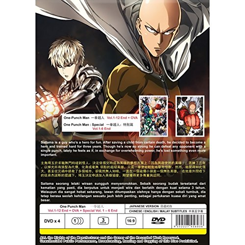 Amazon Com One Punch Man Tv 1 12 End Ova Special 4 Discs Dvd Region All English Subtitles Japanese Anime Movies Tv