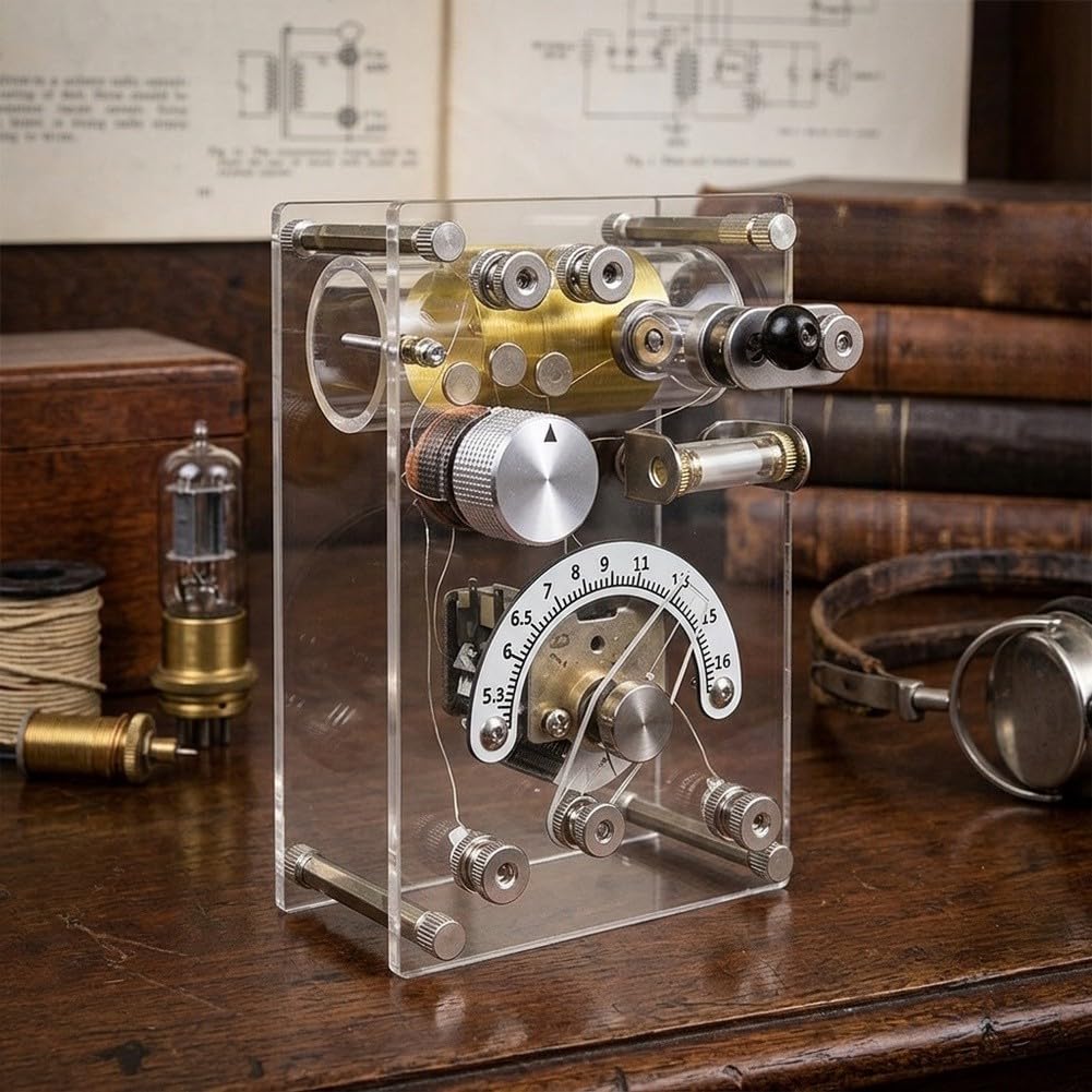 DIY für crystal Radio Kit Educational Science Project Transparent | Pädagogisches Experimentierkästchen, Vintage-AM-Radiotechnik, Batterieloser Betrieb, Transparentes , Für Schüler