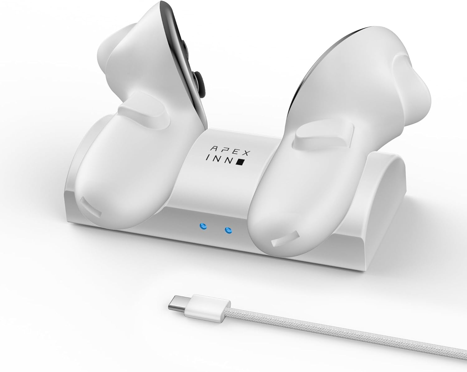 APEXINNO Compact Charging Dock Compatible with Meta Quest 3/3S Controllers,Wireless Charging Station for Quest 3/3S Accessories,Magnetic Charger Stand for Controller with 2 Rechargeable Battery