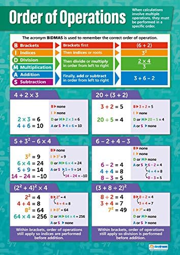 Daydream Education Order Of Operations Math Poster - Extra Large 33x23.5 Inch Laminated Classroom Chart