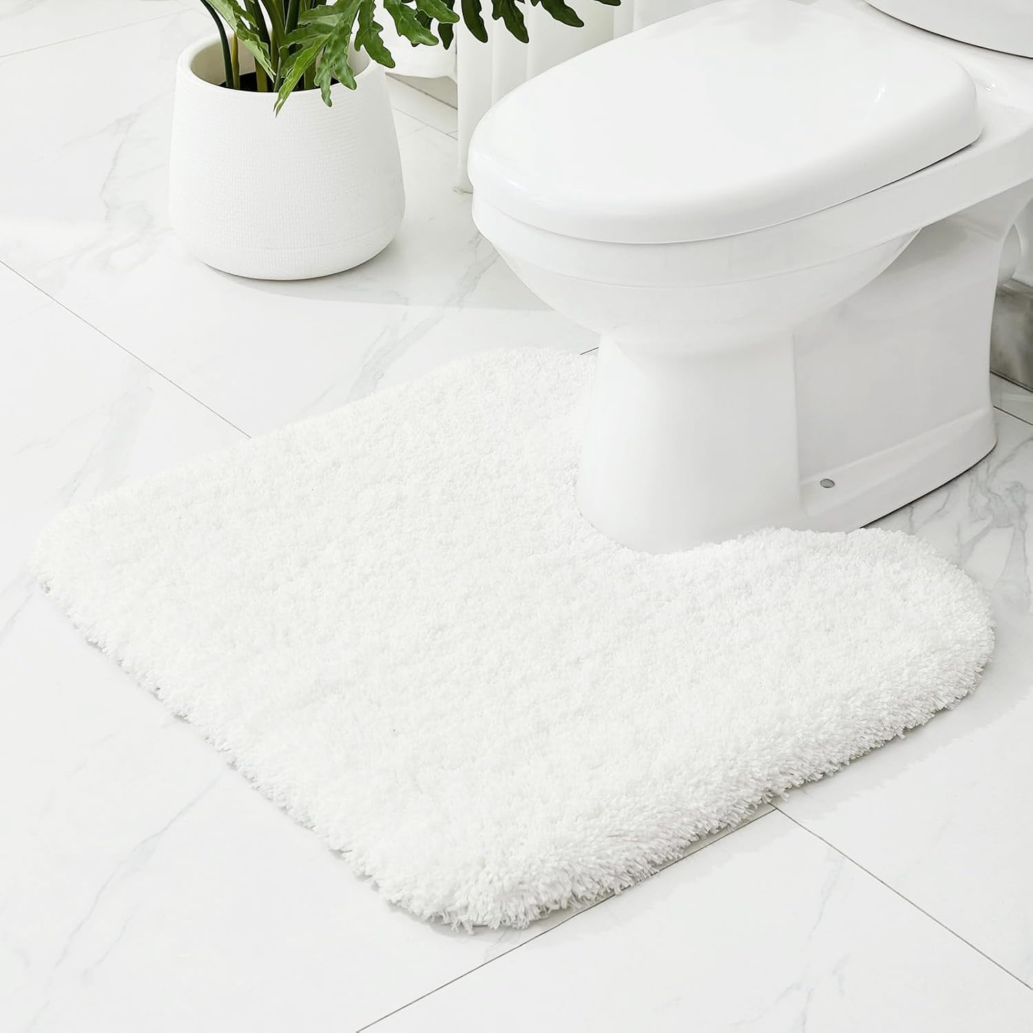 Ruggnovea Toilet Rugs U-Shaped Mat 24x22, Contour Bathroom Mat - Ultra Soft & Absorbent Microfiber, Quick-Dry, Machine Washable with High Density Foam