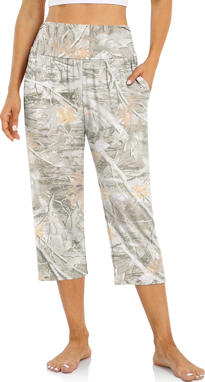 UEU Women's Yoga Capri Pants Loose Soft Drawstring Workout Sweatpants